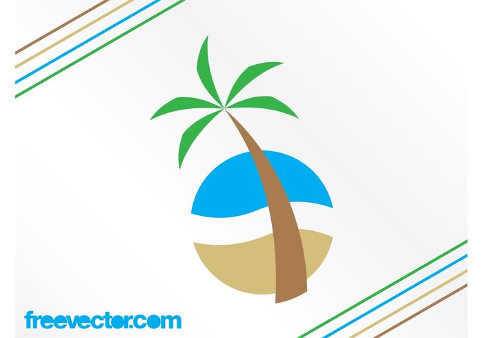 water tree stylized sea sand palm tree palm ocean logo leaves icon beach 