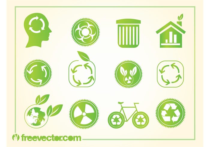 world think templates Stems recycling recycle plants planet nature man leaves icons home head ecology eco earth brain bike bicycle 