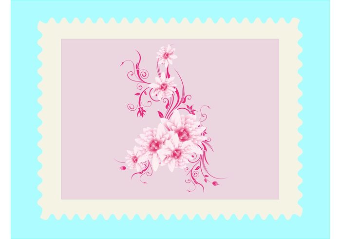 vector layout stamp soft romance plants pink nature hot pink flowers floral vector floral feminine elegant 