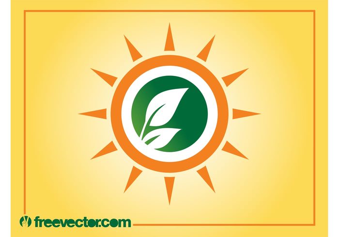 weather sun rays nature logo template logo leaves leaf icon ecology eco branding 
