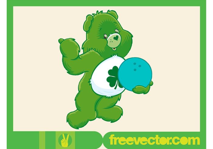 tummy symbol leaf heart shaped green Good luck bear clover Care bears ball American greetings 
