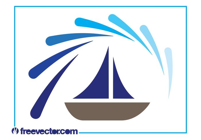 waves wave water vacation stylized sea sailboat sail ocean logo icon boat 