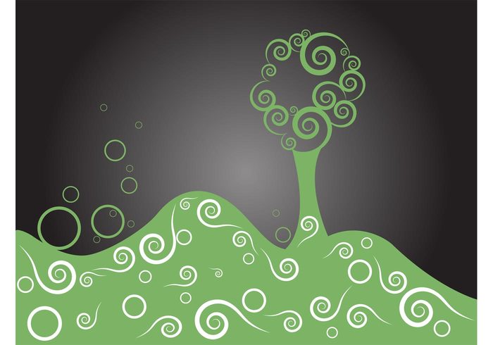 wavy swirl stylized Simple illustration nature vector minimal line grass Decorative element circle 