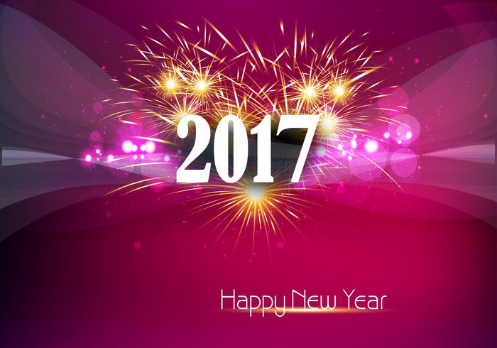 year pink new illuminated happy glowing firecracker event celebration card Bursting bokeh background 2017 