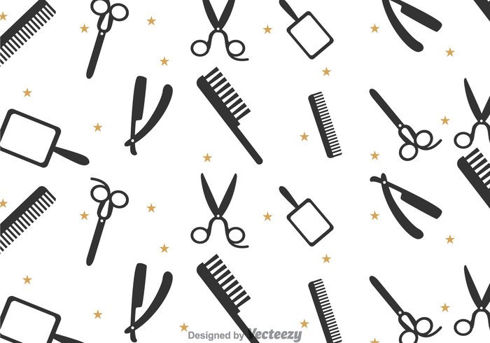 wallpaper tool spray seamless scissor Saloon razor pattern cut Barber tools barber background 
