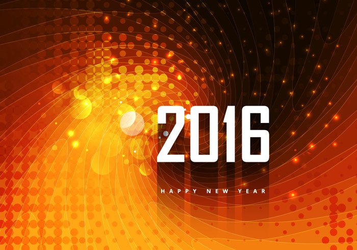 year white pattern orange new happy glowing design curve circle celebration bright background 2016 