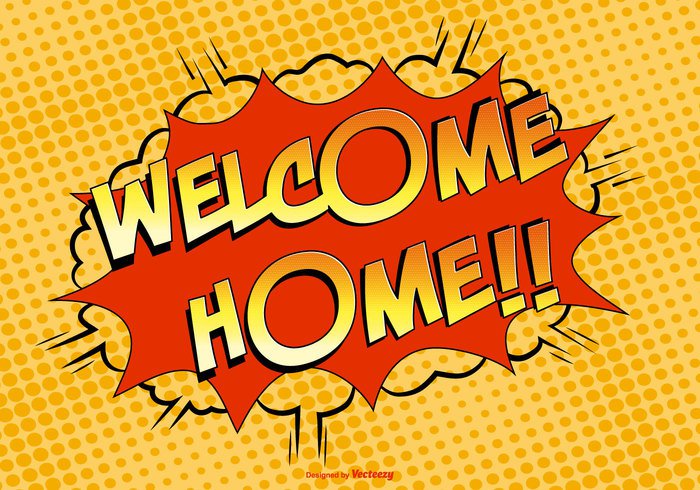 wish welcome home vector welcome home welcome type title text sweet surprise Smile sign round retro present Polka pattern party letter kids isolated invitation illustration home heart happy happiness fun font festive event dots design decoration cute congratulation comic bubble comic colorful children childhood character celebration catchy cartoon card bubble bright banner background anniversary  