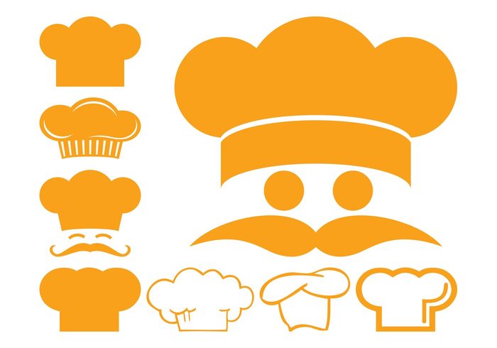 restaurant Mustaches logos hats food eyes cooking cook chef hat chef characters  