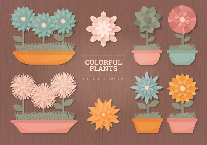 vector illustration vector set potted pot plants planter plant pink flowers objects nature leaves leaf illustrations green flowers flower elements colorful flowers colorful collection blue 