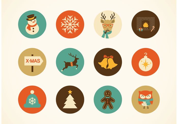xmas winter vintage vector symbol style star snowman snowflake set retro present owl object merry illustration icon holiday hipster gingerbread gift element deer decorative christmas tree christmas fireplace christmas candy bell ball abstract 