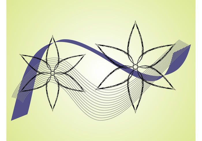 Wire frames waving waves sketches plants petals nature lines linear floral decorations abstract 