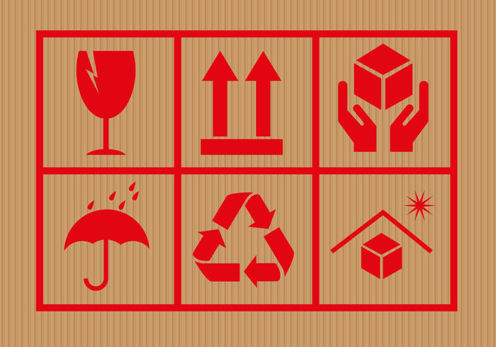 transportation transport symbol sticker sign shipping rounded red protection protect package notice label handle with care sticker handle fragile element delivery delivering carton careful care cardboard box bottom background attention 