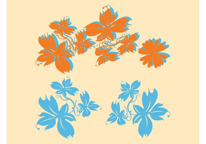 swirls stickers spring silhouettes plants petals nature leaves flowers flower floral decorative decorations decals 