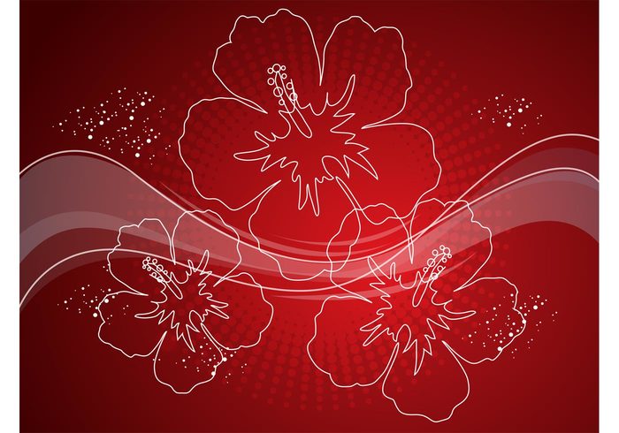 tropical swoosh swirl red radiant nature halftone free backgrounds flowers floral exotic Deep red curves blossoms  