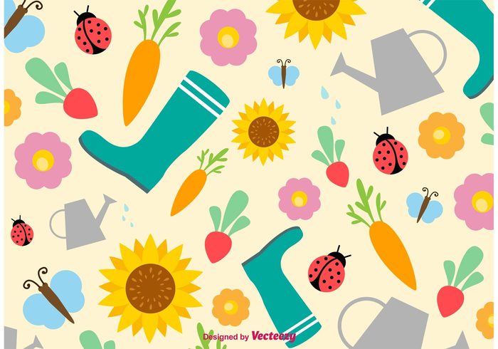 watering pan water can wallpaper veggie vegetables sunflower summer springtime spring seasonal season seamless radish nature March love life ladybug insect gumboots gardening pattern gardening garden wallpaper garden pattern garden background garden flower floral cute cartoon carrot butterfly bug boots April animal 