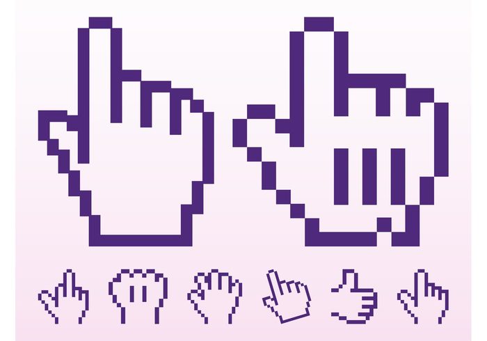 technology pointers pixels pixelated icons icon hands Cursor icon cursor computer 8 bit 