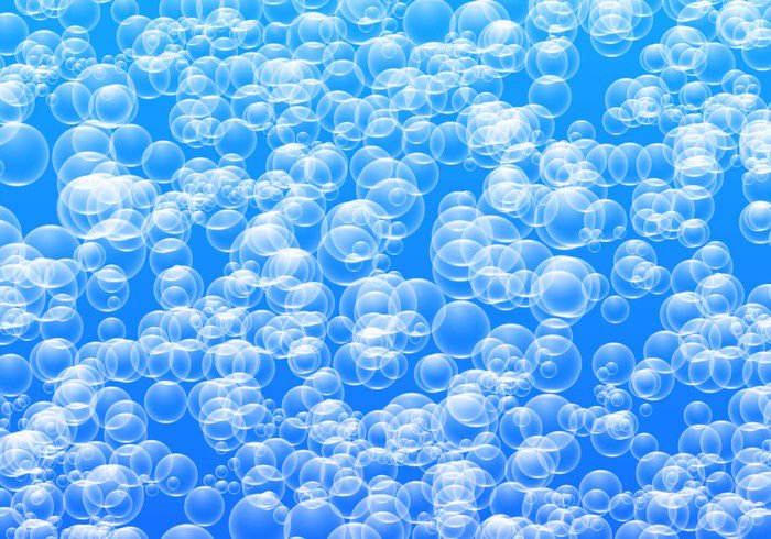 wet water transparent sud soap suds soap shiny liquid foam clean circle bubble blue background 