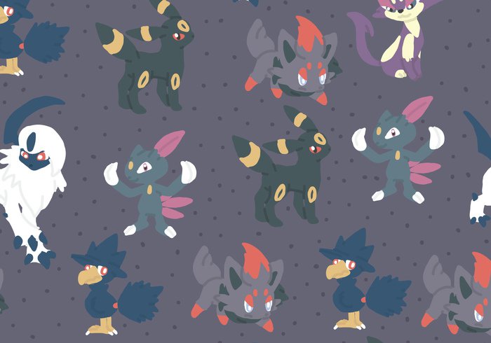 zorua umbreon type sneasel Sinister repeat purrloin Pokemon pattern murkrow dark background absol 