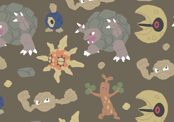 type sudowoodo solrock roggenrola rock repeat Pokemon pattern lunatone golem geodude brown background 