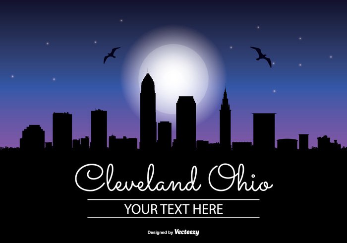 vacation united states travel tower tall stars star skyscraper skyline sky silhouette scraper reflection ohio office night time night moon modern landmark illustration high front downtown Destination dark corporate coast cleveland ohio cleveland night Cleveland cityscape city silhouette city business building blue beautiful background architecture america 