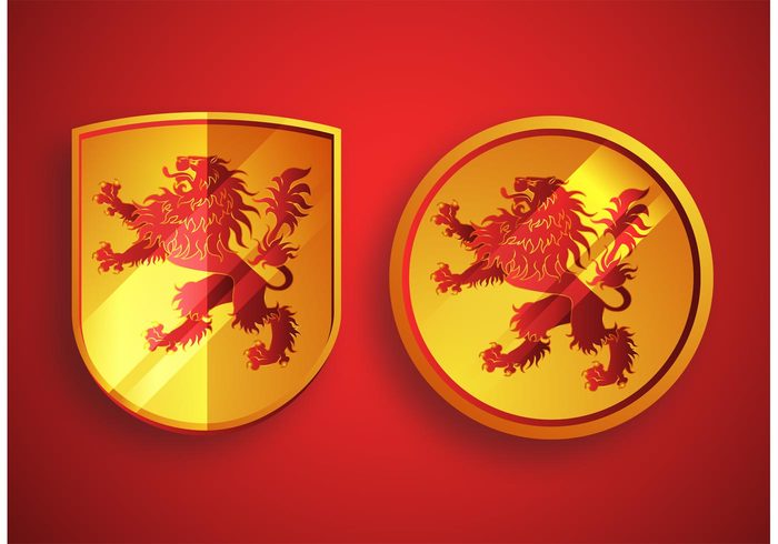 shiny shield lion Leo heraldry shield heraldry heraldic shield Heraldic Lion gold 