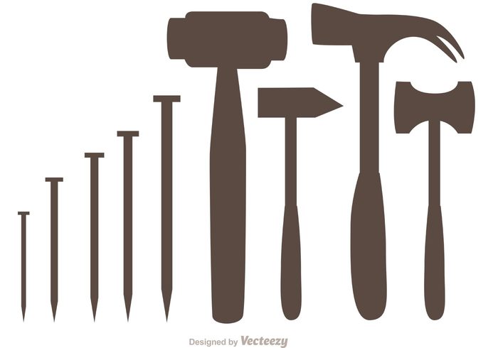 workman worker work tools toolkit tool silhouette steel screw...... repair nails nail metal isolated industry hardware handle hammer icon hammer and nail hammer equipment 