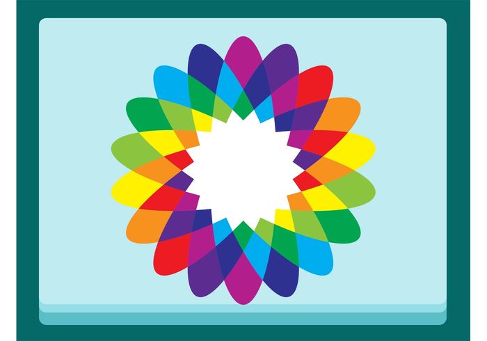 stylized sticker spectrum plant petals natural logo template icon floral Colours Colourful colors colorful cmyk badge 