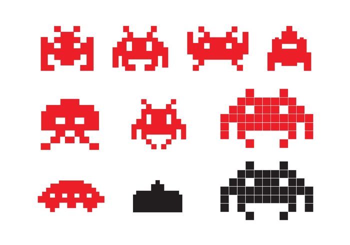 video game Space Invaders space simple retro Ley's Designs icons game clean classic  