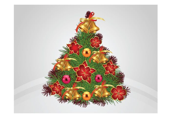 winter shiny poinsettia ornaments holiday flowers festive decorations christmas tree christmas celebration bells 