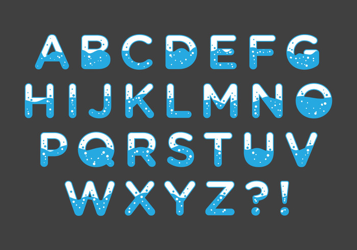 water font water simple Lettering font cool cold bold blue article alphabet 
