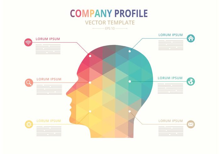 vector texture template symbol silhouette sign shape resource profile portrait polygonal pictogram occupation man identity Idea ID icon Human head graphic geometric face eps10 Employment element design corporate concept company profile template company business branding brand background abstract  
