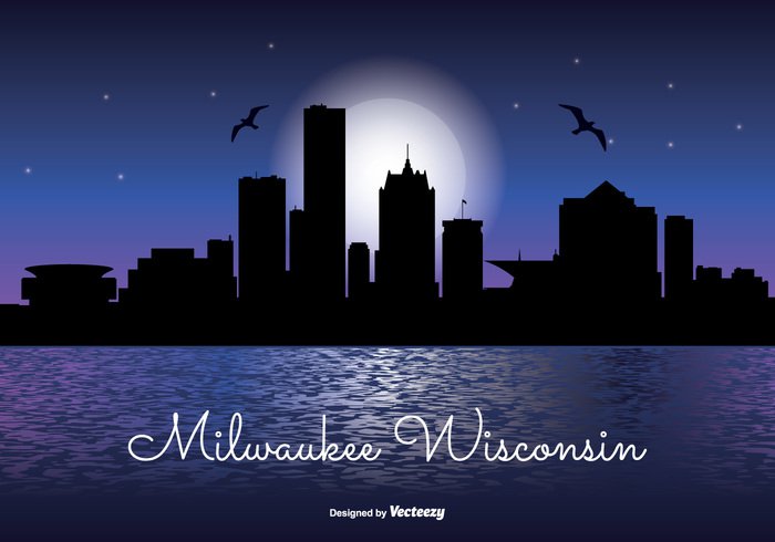 wisconsin waterfront water vacation united states travel tower tall skyscraper skyline sky silhouette shoreline shore scraper reflection office night time night modern milwaukee wisconsin milwaukee skyline milwaukee landmark lake high front downtown Destination day dark corporate coast cityscape city skyline city business building blue beautiful background architecture america 