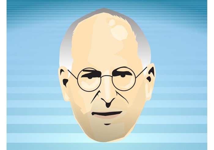 stylized Steve jobs vector round Inspirational person glasses genius famous facial features Ceo businessman apple 