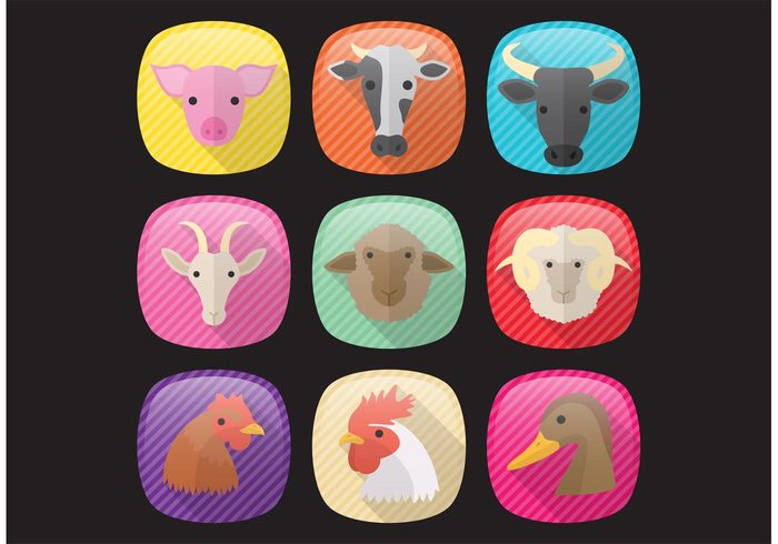 Zoo Swine sheep rooster ranch nature mammal Livestock lamb isolated icon homestead hog Hen Hare goat farming farm cow chicken character cartoon bull bird beef animal agriculture 