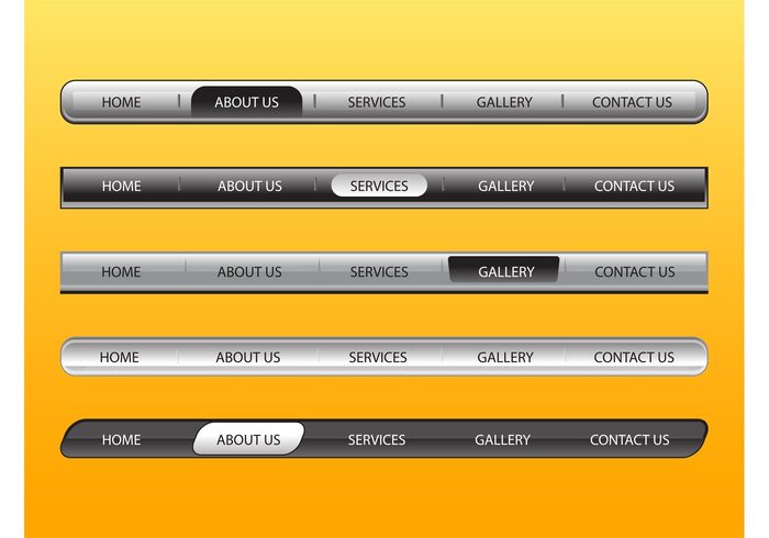 website web elements web template tabs shiny Navigation bars menu bars internet glossy buttons 