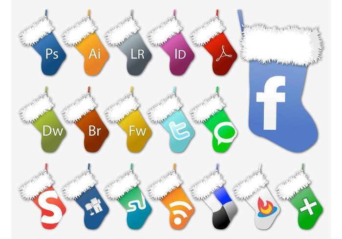 websites web twitter technology tech stockings software online logos internet icons Facebook creative suite christmas applications Adobe 