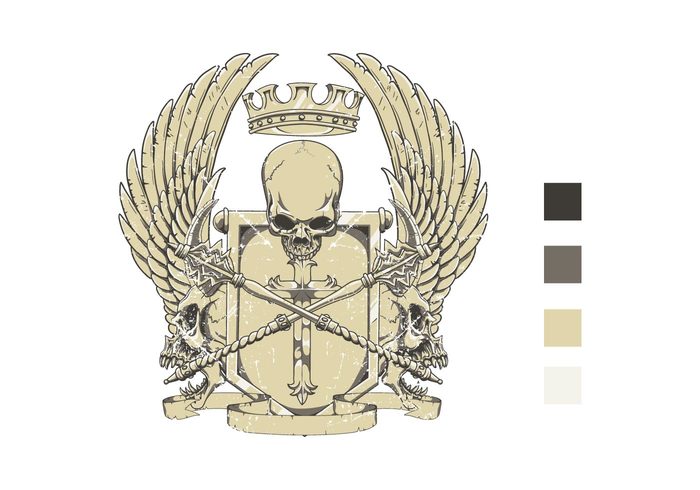 wings t-shirt sword skull royal designious crown cross crest axe  