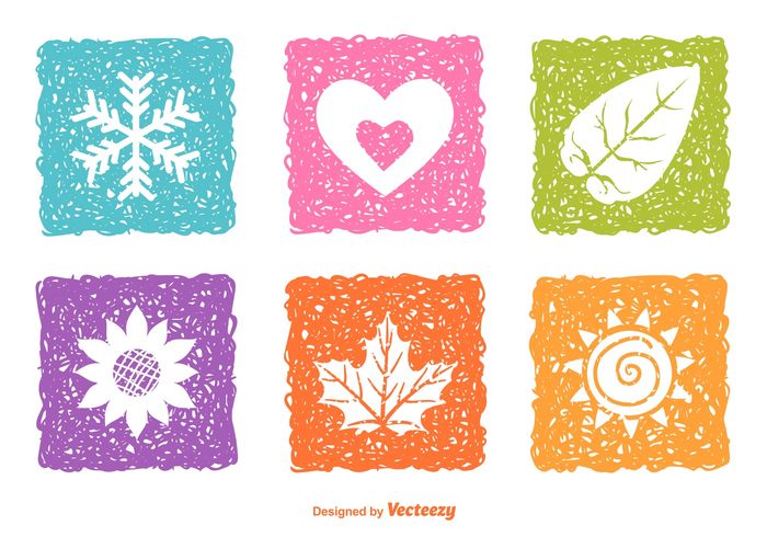 winter weather symbol sun summer spring snowflake sketchy sketch nature leaf icon hand flake Fall drawn drawing doodle autumn abstract  