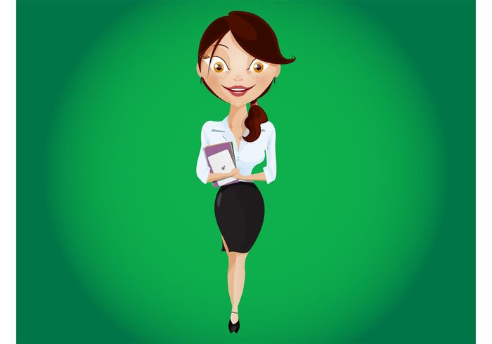 working work woman student Smile profession pretty Job happy girl female Excited elegant corporate character cartoon Career 