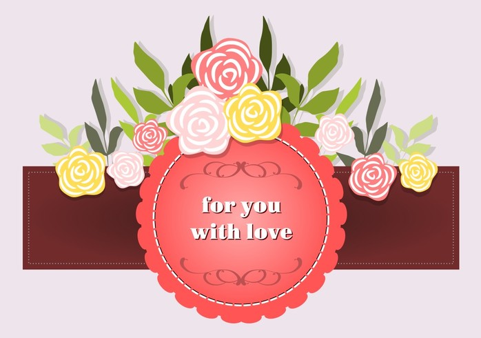 wallpaper vintage vector art roses romantic ribbon with flowers ribbon ornament Mother's day love for you with love For you flower ribbon floral ribbon floral banner floral dedication decoration background 