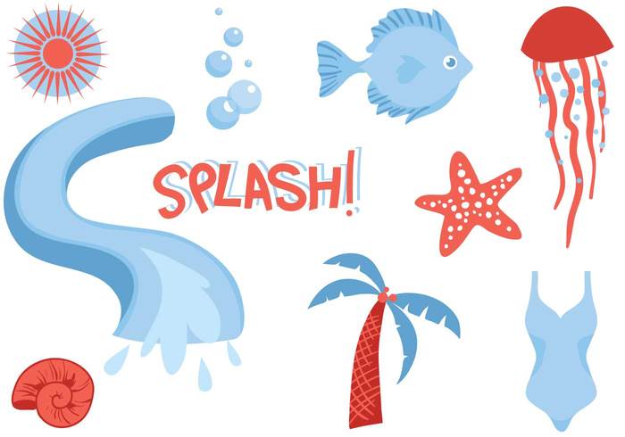 water slide sun summer starfish splash shell sea palm tree jellyfish holiday fish bubble beach 