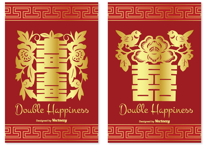 wishing wedding prosperity couple chinese traditional together symbol sign red pattern ornament oriental marriage love label invitation happy happiness greeting card gold Fortune floral engagement elements eastern double happiness double congratulations chinese cards chinese china celebration cards card Asian 