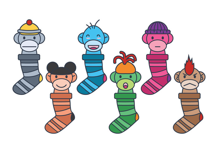 sock monkey sock puppet monkies monkey illustration icon face expression event doll dance cute character cartoon birthday baby 