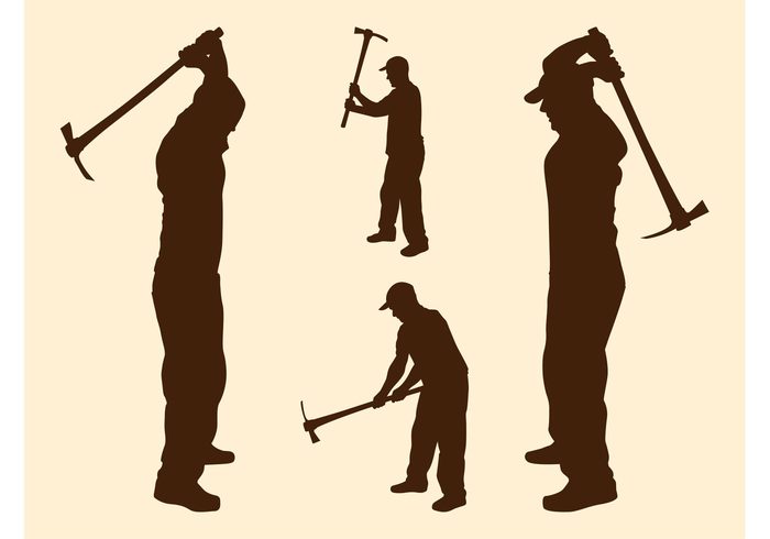 workers worker work silhouettes silhouette Pickaxes Pickaxe Mining Mine worker Mine men man Digging dig 