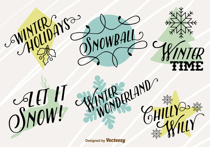 winter vintage tag sign set season retro message label icons holiday greeting frame element christmas banner background 