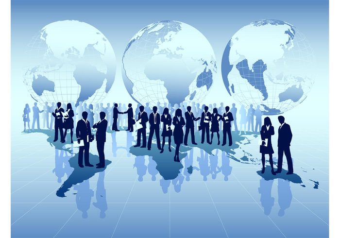 world work wallpaper template silhouettes professional Job globes global corporate businesswoman Businessperson businessman business background backdrop 