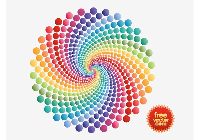 waves swirling round rainbow radial multicolored icon geometric shapes dots curves colorful circles abstract 