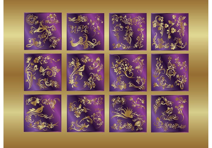 victorian swirl scroll retro pen pattern ornate organic old luxury leaf gold frame flower floral fantasy embroidery elements elegance decoration corner butterflies antique 