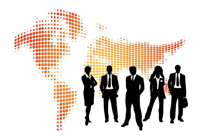 world work silhouettes profession people map Job global corporate businesswoman businesspeople businessman business 