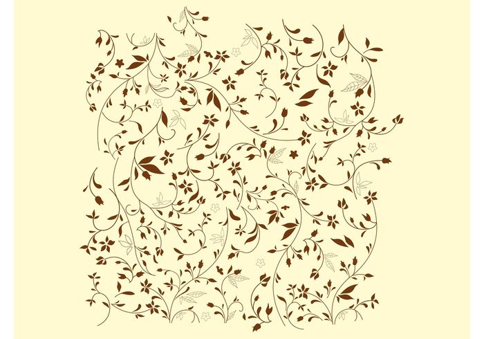 summer stylized spring simple pattern lines leaves flower vectors floral Composition brown 